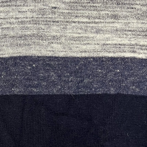 NWT Express Mens Crew Neck Striped Knit Sweater Top Grey Navy Blue - Picture 6 of 11